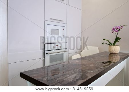 Footage Of Built In Modules In Kitchen, Interior Shot