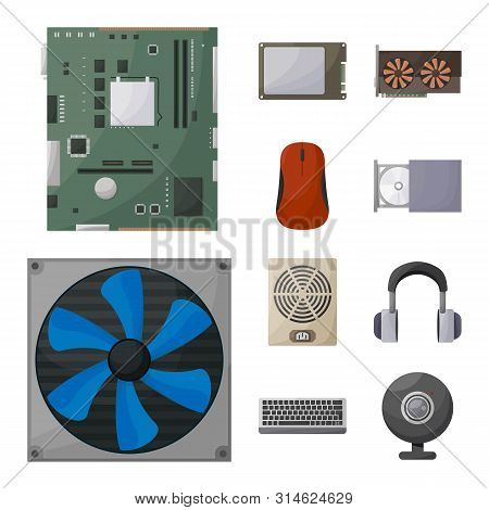 Vector Design Of Computer And Hardware Icon. Set Of Computer And Component Stock Vector Illustration