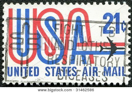 アメリカ - 1969 年頃： 米国とジェットが表示されます