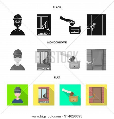 Vector Design Of Crime And Steal Sign. Collection Of Crime And Villain Vector Icon For Stock.
