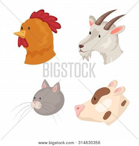 Vector Illustration Of Farm And Head Logo. Collection Of Farm And Homemade Vector Icon For Stock.