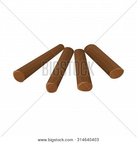 Vector Design Of Firewood And Pile Icon. Set Of Firewood And Brown Vector Icon For Stock.