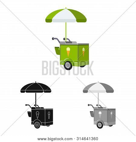 Isolated Object Of Cart And Parasol Sign. Collection Of Cart And Sunshade Vector Icon For Stock.