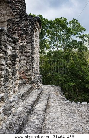 Detail of the Mayan temple of Kinichna in Mexico.