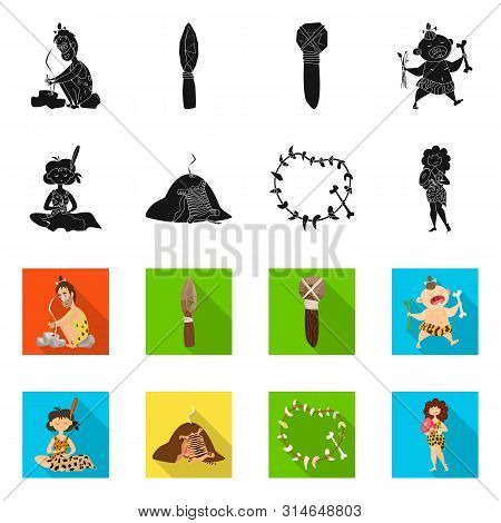 Vector Design Of Evolution And Prehistory Logo. Set Of Evolution And Development Vector Icon For Sto