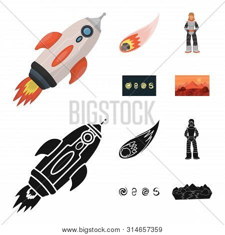 Vector Illustration Of Astronomy And Technology Logo. Collection Of Astronomy And Sky Vector Icon Fo