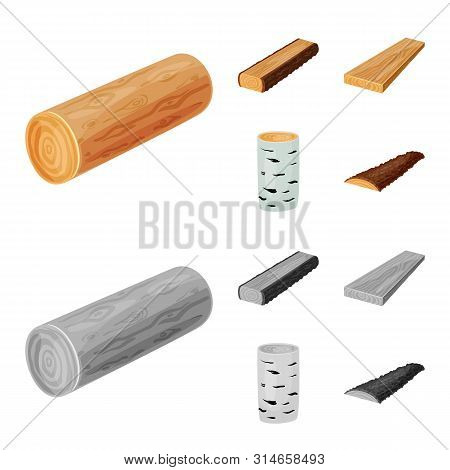 Vector Illustration Of Tree And Raw Icon. Set Of Tree And Construction Vector Icon For Stock.