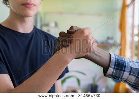 Black And White People Hands Conncetion And Unity Concepts