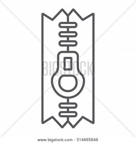 Sewing Zip Thin Line Icon, Tailor And Sew, Zipper Sign, Vector Graphics, A Linear Pattern On A White
