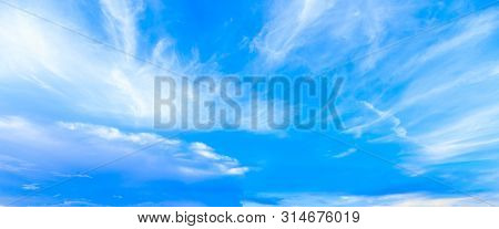 Panorama Fantacy Blue Sky And Sofyly Clouds Background In Summer