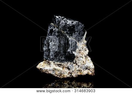 Raw And Unrefined Galena Ore In Front Of Black Background, Geology And Mining