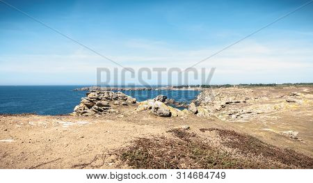 View Of The Rocky Coast Of The Island Of Yeu, Vendee, France
