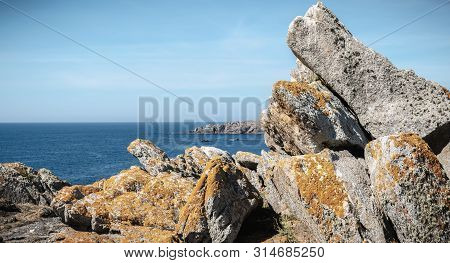 View Of The Rocky Coast Of The Island Of Yeu, Vendee, France