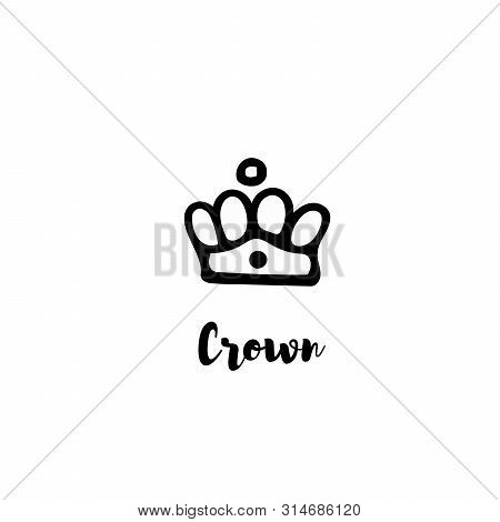 Crown Logo Graffiti Icon. Blackhand-drawn Crowns. Elements For Princesses Isolated On White Backgrou