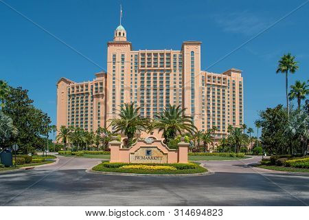 Orlando, Florida. July 16, 2019. Jw Marriott  Sign At John Yaung Parkway Area 9
