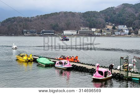 Pedal Swan Boats On The Kawaguchiko Lake
