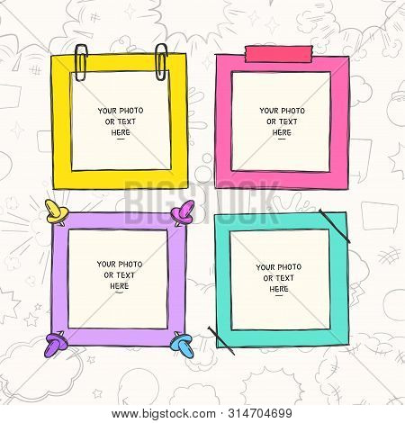 Cartoon Art Styles. Decorative Comic Vector Template Frames. Those Photo Frames You Can Use For Kids