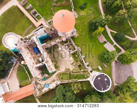 Aerial View Of Old Castle In Cesis, Latvia