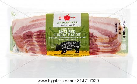Winneconne, Wi - 21 July 2019 : A Package Of Applegate Naturals Hicky Smoked Uncured Sunday Bacon On