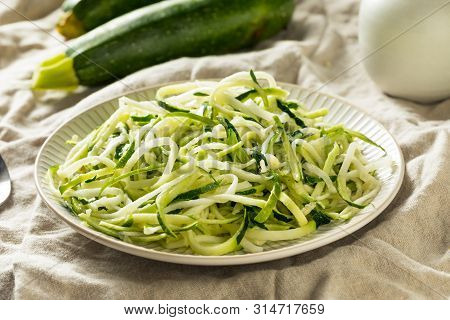Raw Green Organic Zucchini Noodles Zoodles