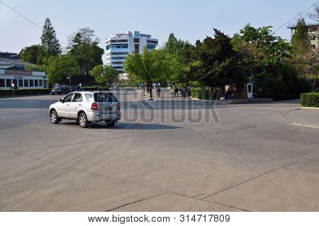 Wonsan, North Korea - May 4, 2019:  Street Scene   In Wonsan, One Of The North Korean Port On The Ea