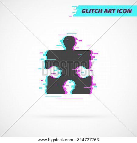 Puzzle Vector Icon In Glitch Art Style