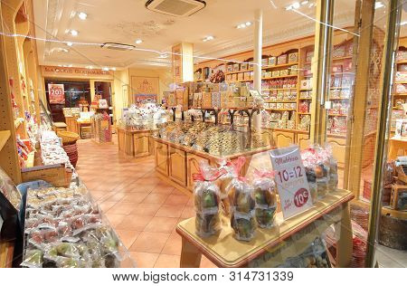 Paris France - May 24, 2019: French Sweets Shop At Passage Jouffroy Shopping Street Paris France