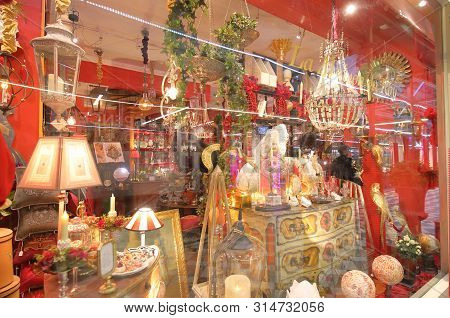 Paris France - May 24, 2019: Antique Shop Passage Jouffroy Shopping Street Paris France
