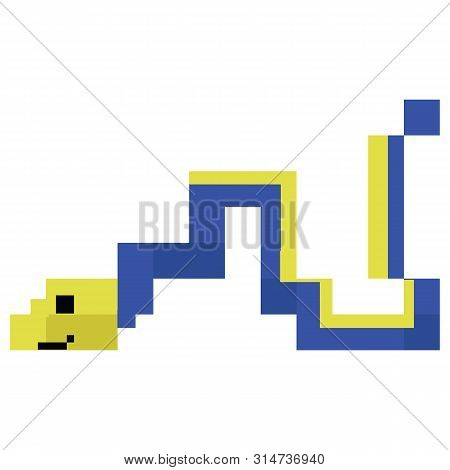 Cute 8 Bit Ribbon Eel Illustration. Vector Sealife. Pixel Aquarium Animals Clipart.