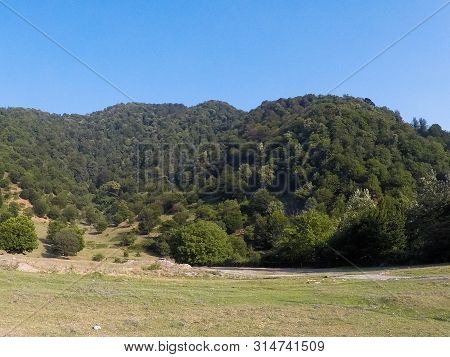 Mountains, Forest And Blue Sky. Fantastic Trip To Ismayilli, Azerbaijan. The Concept Of Active, Ecol