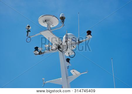 Guilvinec, France - July 08, 2019: Close Up Of Maritime Radar On A Boat In The Harbor Of Guilvinec, 