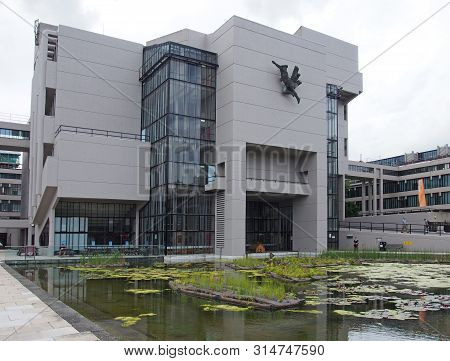 Leeds, West Yorkshire, United Kingdom - 24 July 2019: The Roger Stevens Building A 1960s Brutalist B