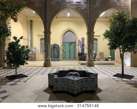 Beer Sheva, Israel - June  12, 2017: Patio With Fountain Of The Beer Sheva City Archeological Museum