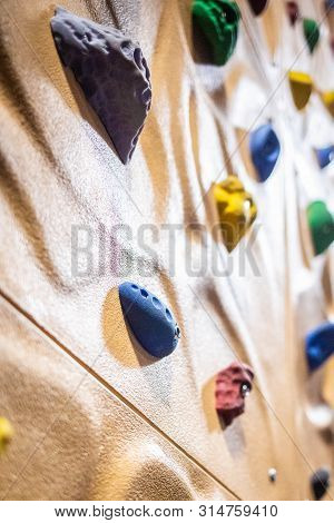 Chalenging Climbing Wall Activity Indoor Nobody Close Up