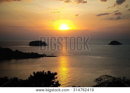 Scenic View Of Sea Against Sky During Sunset