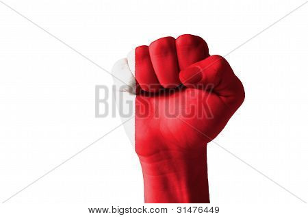 Fist Painted In Colors Of Bahrain Flag