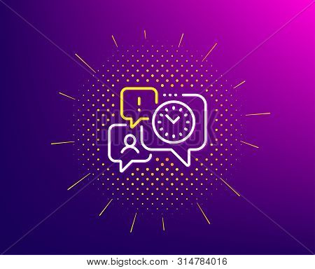Time Management Line Icon. Halftone Pattern. Clock Sign. Watch Symbol. Gradient Background. Time Man