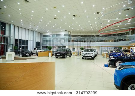 Kazan, Russia - October 16, 2018: Cars In Showroom Of Dealership Toyota In Kazan In 2018