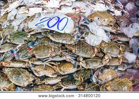 Crabs For Sale On Khlong Toei Market, Bangkok, Thailand