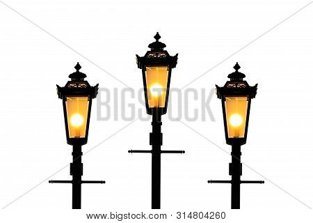 A Classic Style Of Lantern With Sunset Background (sillhouette)