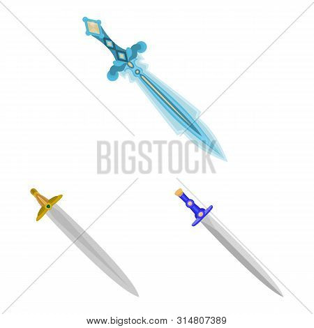 Vector Illustration Of Sword And Dagger Sign. Set Of Sword And Weapon Vector Icon For Stock.