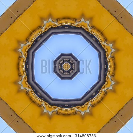 Square Abstract Emlem Made From Yellow Tractor Arm