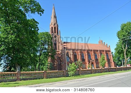 Haynrikhsvalde's Lutheran Church (1869) In Summer Day. Slavsk, Kaliningrad Region