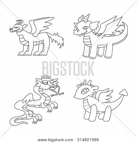Vector Illustration Of Asian And Medieval Icon. Set Of Asian And Mythical Vector Icon For Stock.