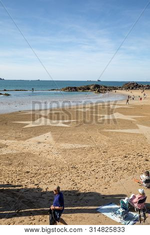 Saint-malo, France - September 15, 2018: The Stars On The Beach In Saint Malo. Brittany, France