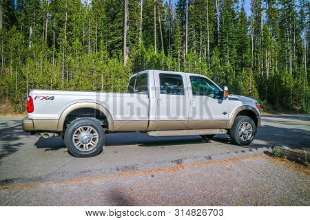 The Famous Off-road Ford Vehicle In Yellowstone National Park, Wyoming