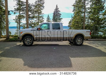 The Famous Off-road Ford Vehicle In Yellowstone National Park, Wyoming
