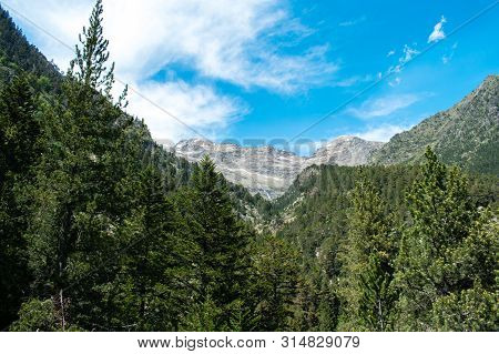 Beautiful Landscape Mountains In Summer At Parc Natural Del Comapedrosa, Andorra