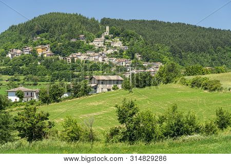 Passo Del Penice, Pavia, Lombardy, Italy: Mountaain Landscape At Late Spring (june) With View Of Pie