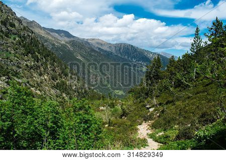 Beautiful Landscape Mountains In Summer At Parc Natural Del Comapedrosa, Andorra